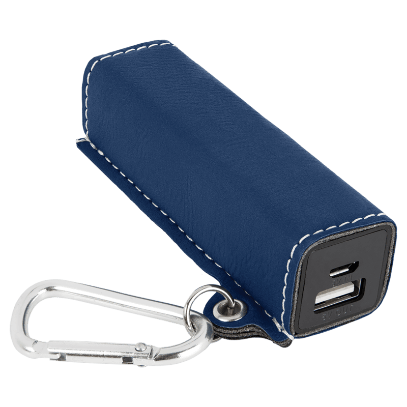 Personalized Blue/Silver Laserable Leatherette 2200 mAh Power Bank with USB Cord Personalized Blue/Silver Laserable Leatherette 2200 mAh Power Bank with USB Cord